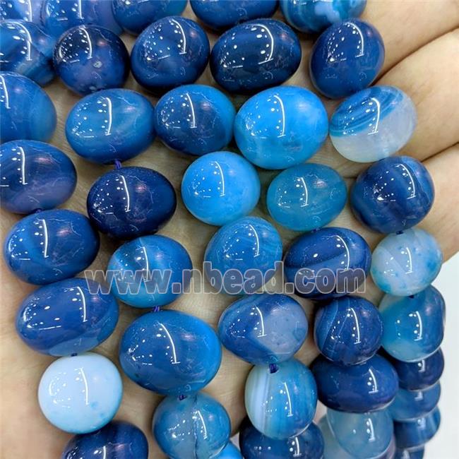 Natural Stripe Agate Egg Beads Blue Dye