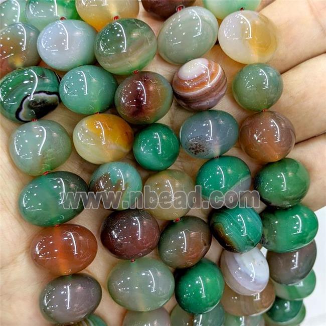 Natural Stripe Agate Egg Beads Green Dye