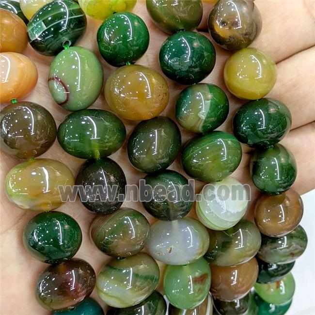 Natural Stripe Agate Egg Beads Green Dye