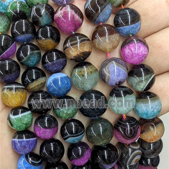 Natural Druzy Agate Beads Mixed Color Dye Smooth Round