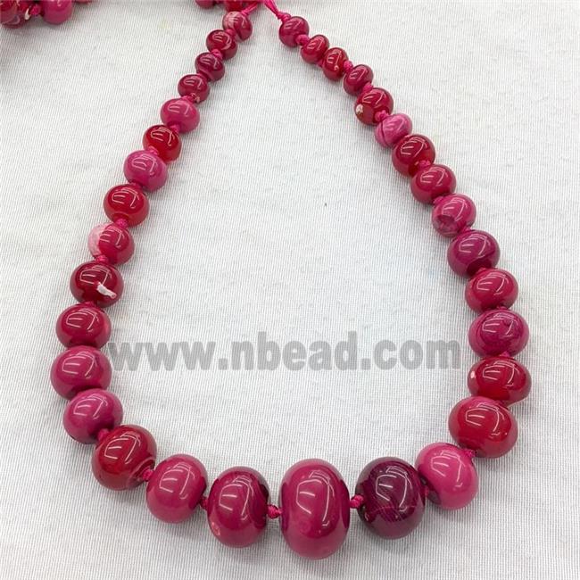 Natural Agate Rondelle Beads Graduated Red Dye Smooth