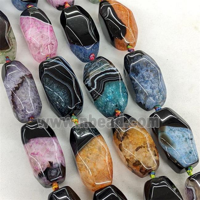 Agate Durzy Beads Faceted Rice Dye Mixed Color