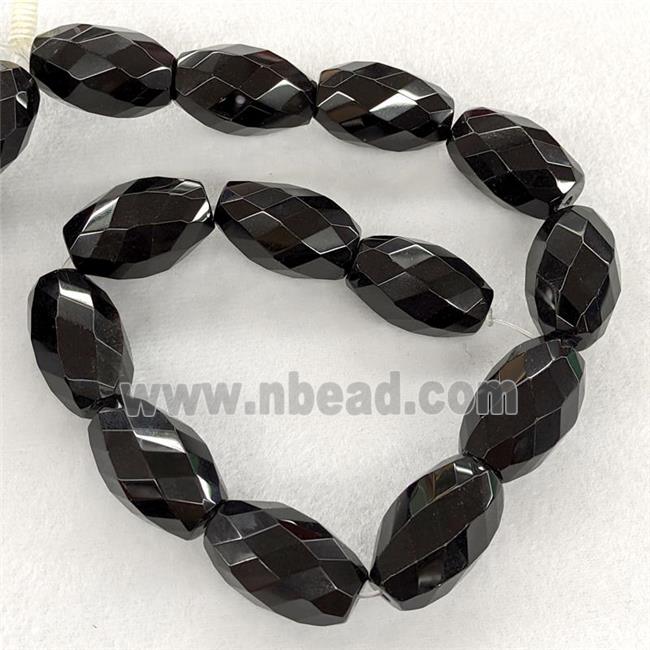 Natural Black Obsidian Beads Faceted Barrel