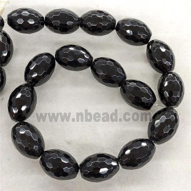 Natural Black Obsidian Beads Faceted Barrel