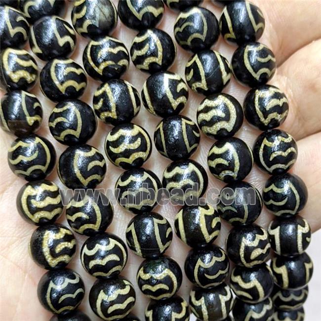 Tibetan Agate Beads Black Round