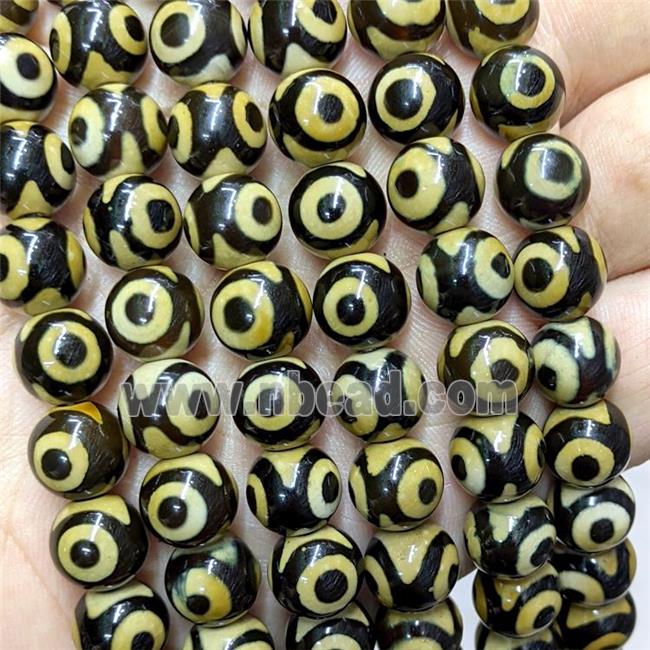 Tibetan Agate Beads Black Round Eye