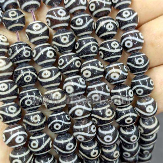 Tibetan Agate Beads Black Eye Smooth Round