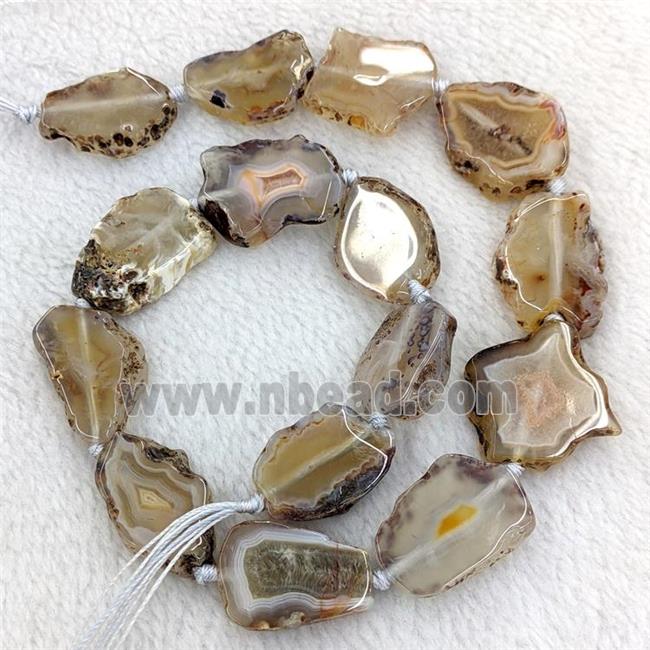 Natural Botswana Agate Slice Beads Gray Freeform