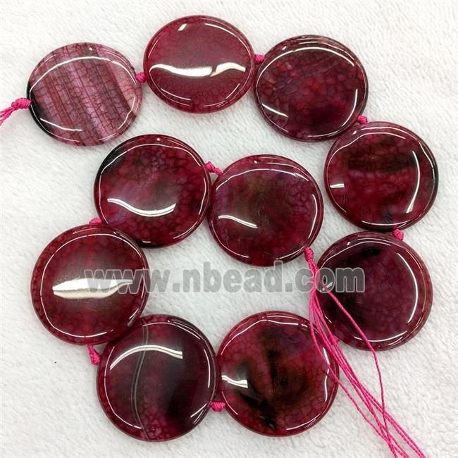 Natural Agate Coin Beads Red Dye