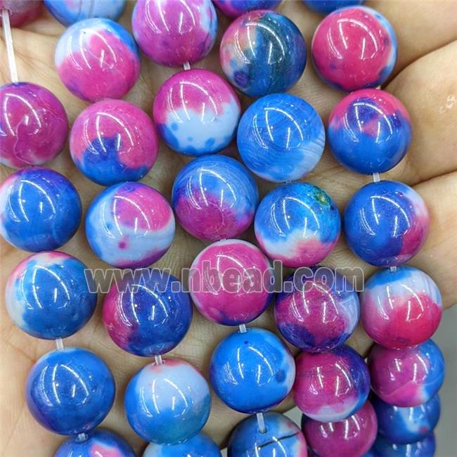 Natural Agate Beads Blue Red Dye Smooth Round