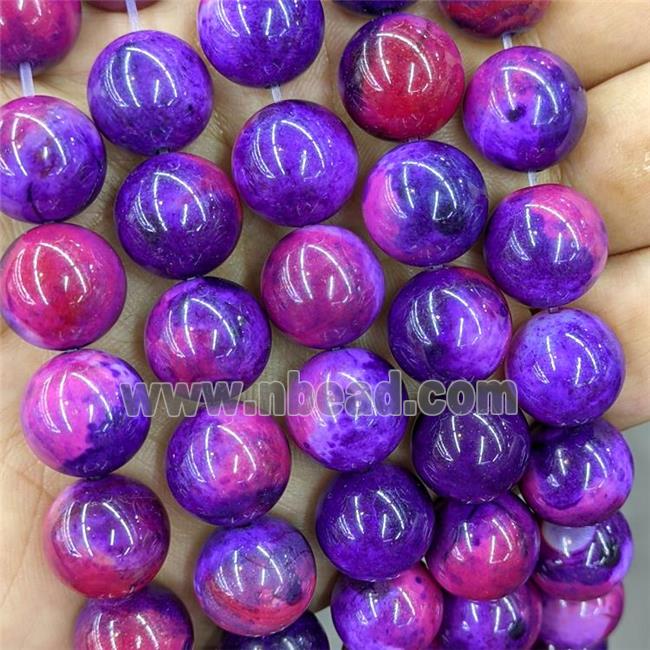 Natural Agate Beads Purple Red Dye Smooth Round