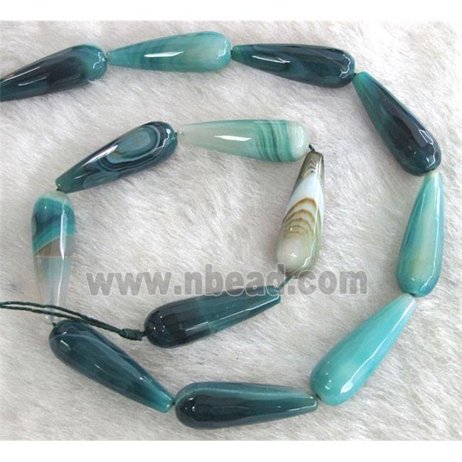 blue agate beads, faceted 3D-teardrop