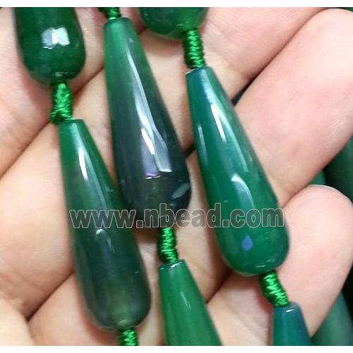 green agate bead, faceted teardrop