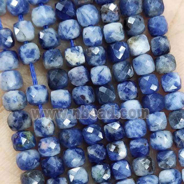 Natural Sodalite Beads Blue Faceted Cube