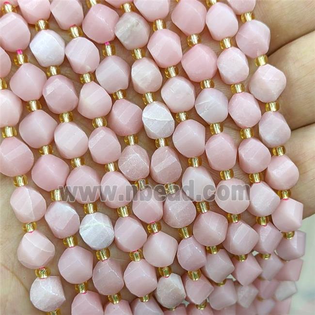 Natural Chinese Pink Opal Twist Beads S-Shape Faceted