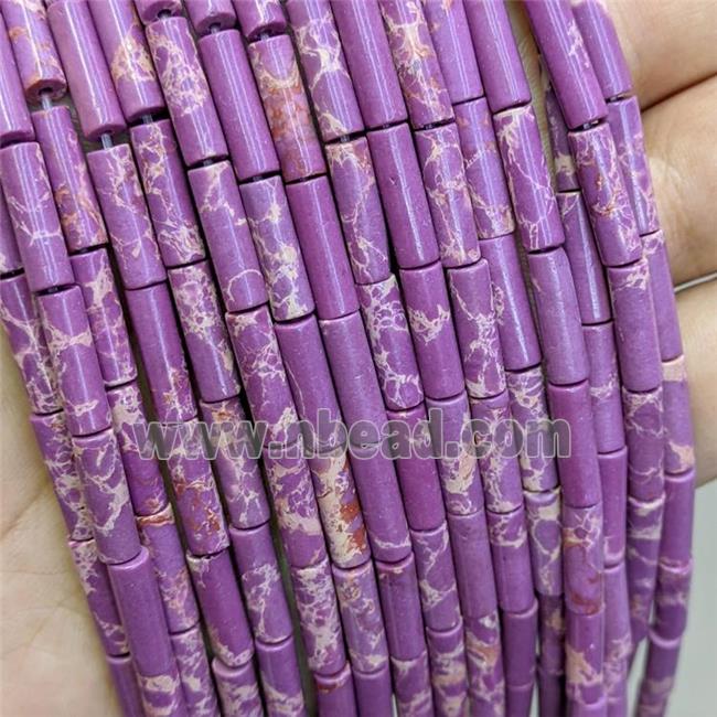 Synthetic Imperial Jasper Tube Beads Purple