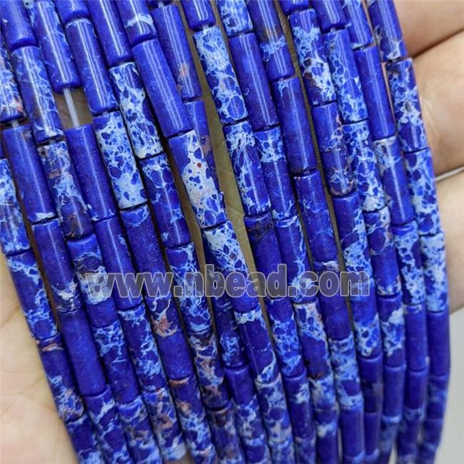 Lapisblue Synthetic Imperial Jasper Tube Beads