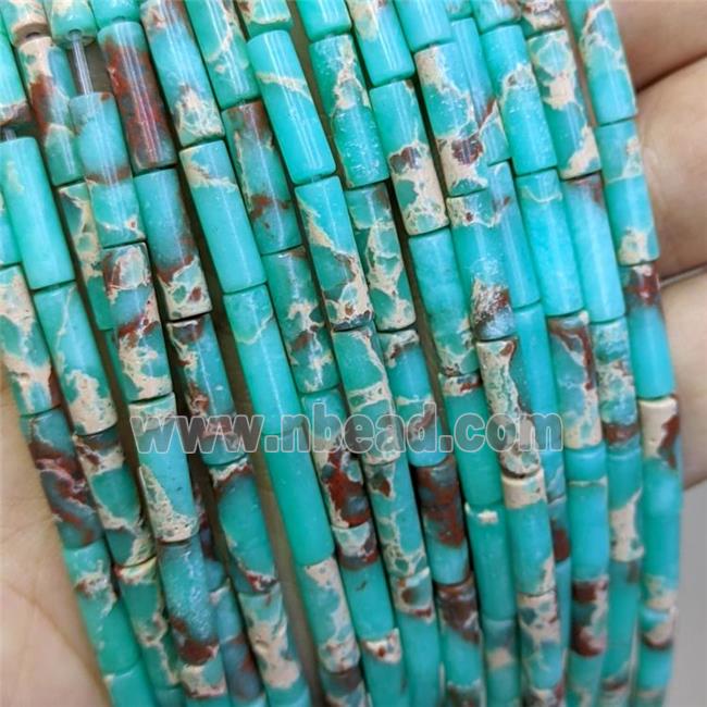 Synthetic Imperial Jasper Tube Beads Teal