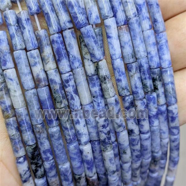 Blue Dalmatian Jasper Tube Beads