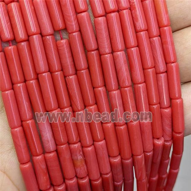 Synthetic Coral Tube Beads Red