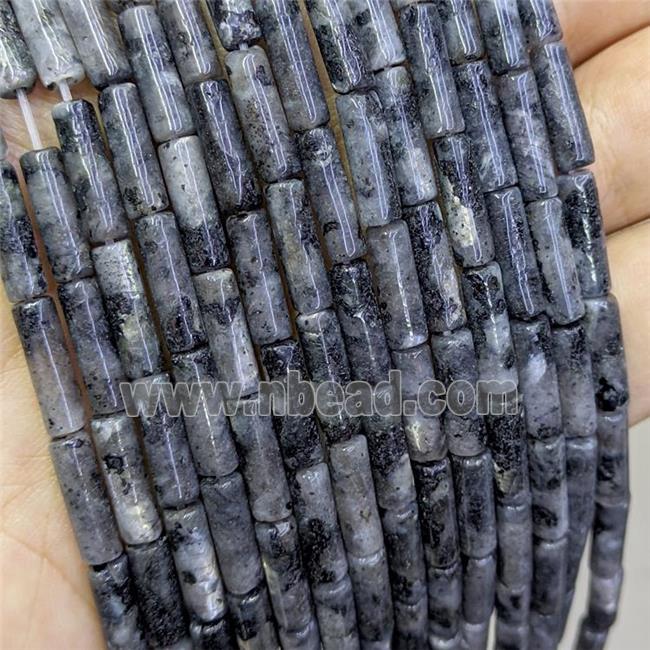 Natural Black Labradorite Tube Beads