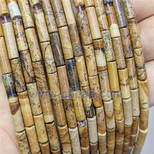 Natural Picture Jasper Tube Beads