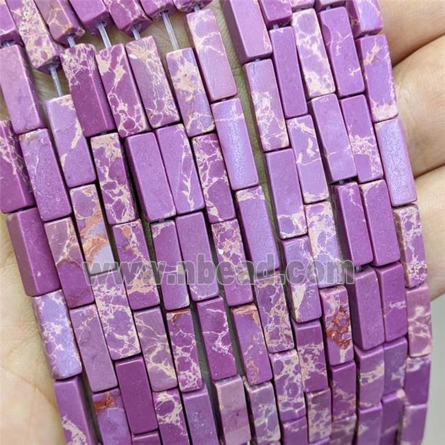 Purple Synthetic Imperial Jasper Cuboid Beads