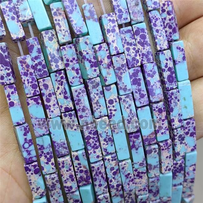 Synthetic Imperial Jasper Cuboid Beads Blue Purple