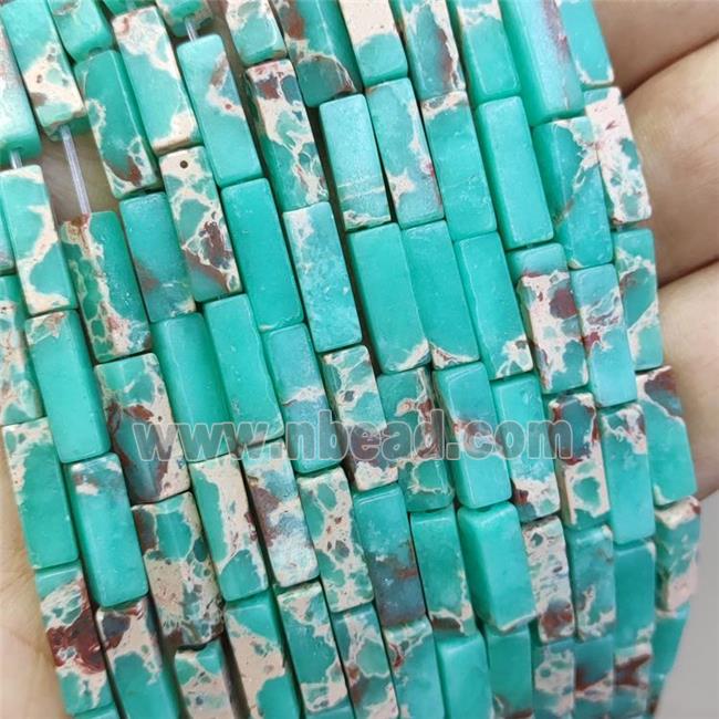 Green Synthetic Imperial Jasper Cuboid Beads