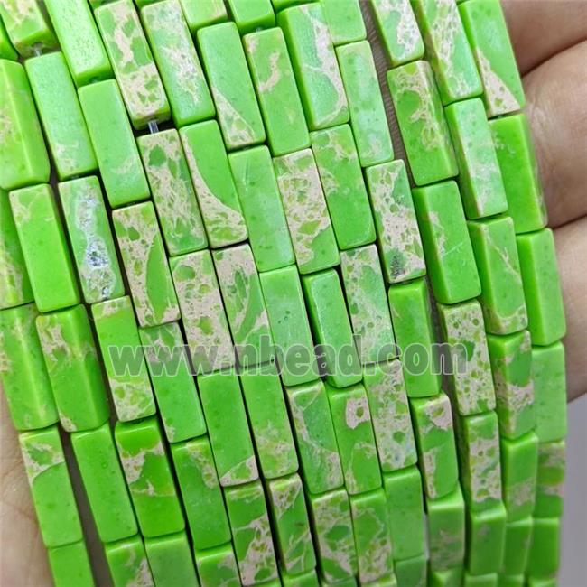 Synthetic Imperial Jasper Cuboid Beads Olive