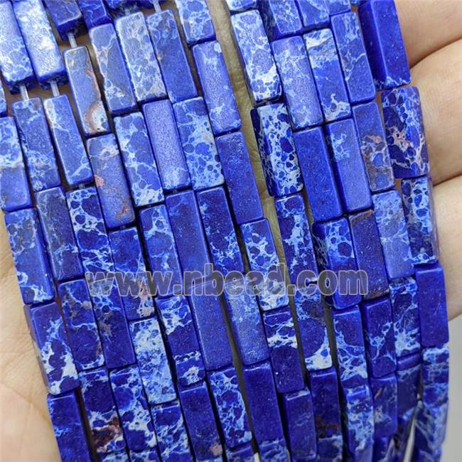 Synthetic Imperial Jasper Cuboid Beads Blue