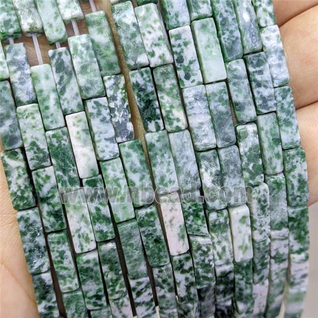 Natural Green Dalmatian Jasper Cuboid Beads