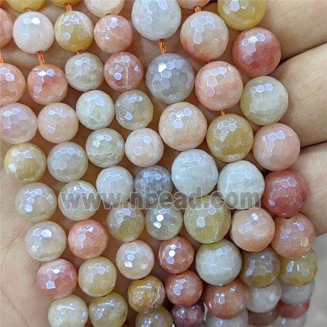 Natural Aventurine Beads Multicolor Faceted Round Electroplated
