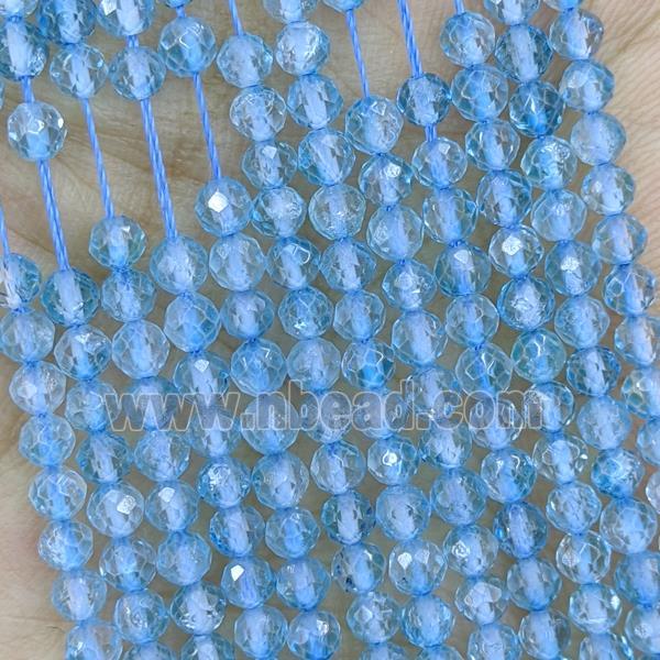 Natural Blue Topaz Beads Tiny Faceted Round