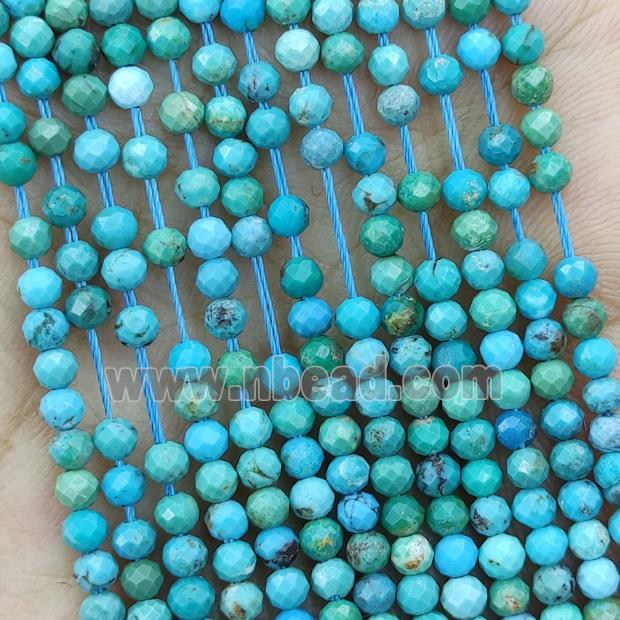 Natural Chinese Hubei Turquoise Beads Faceted Round Blue