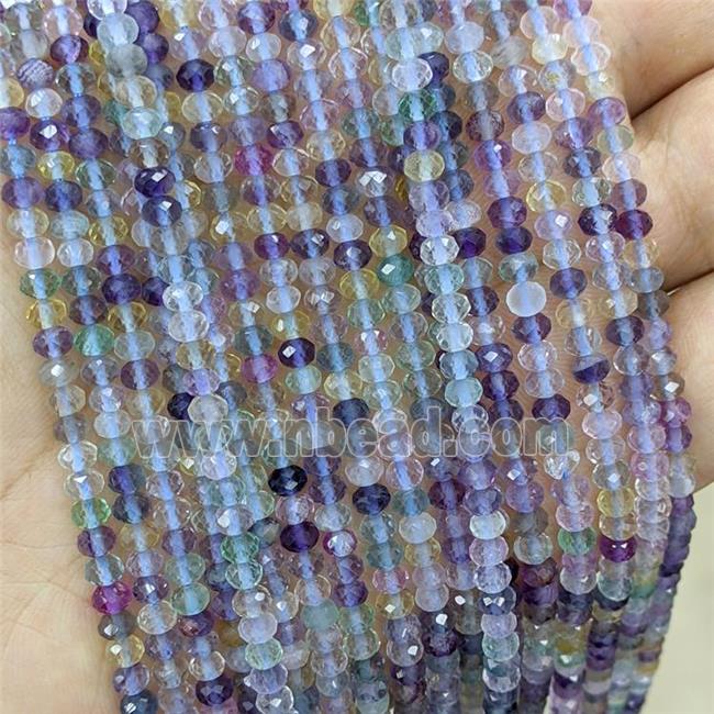 Natural Fluorite Beads Multicolor Faceted Rondelle