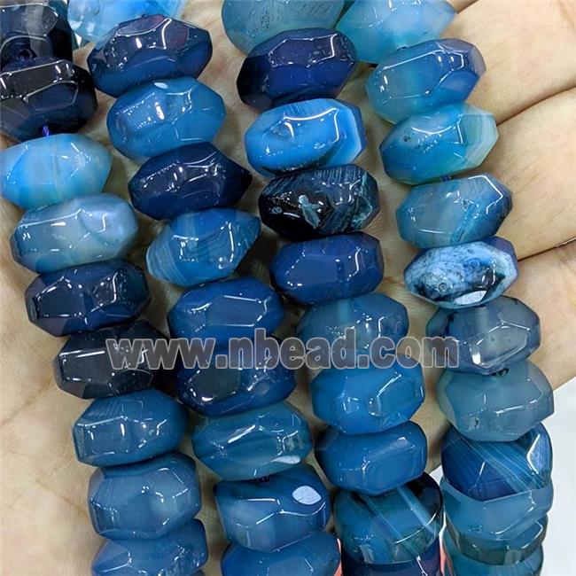 Natural Agate Beads Faceted Rondelle Blue Dye