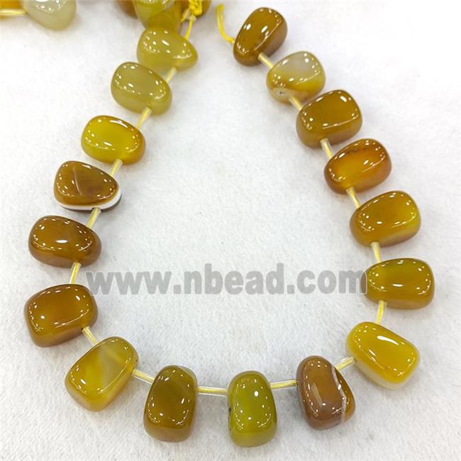 Natural Agate Teardrop Beads Graduated Yellow Dye Topdrilled