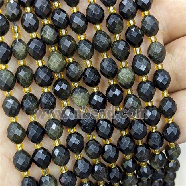 Natural Golden Obsidian Beads Faceted Rice