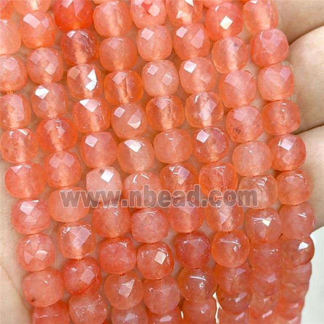 Peach Jade Beads Dye Faceted Cube