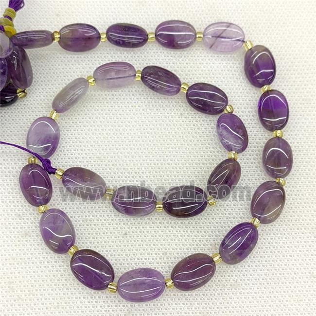 Natural Amethyst Oval Beads Purple