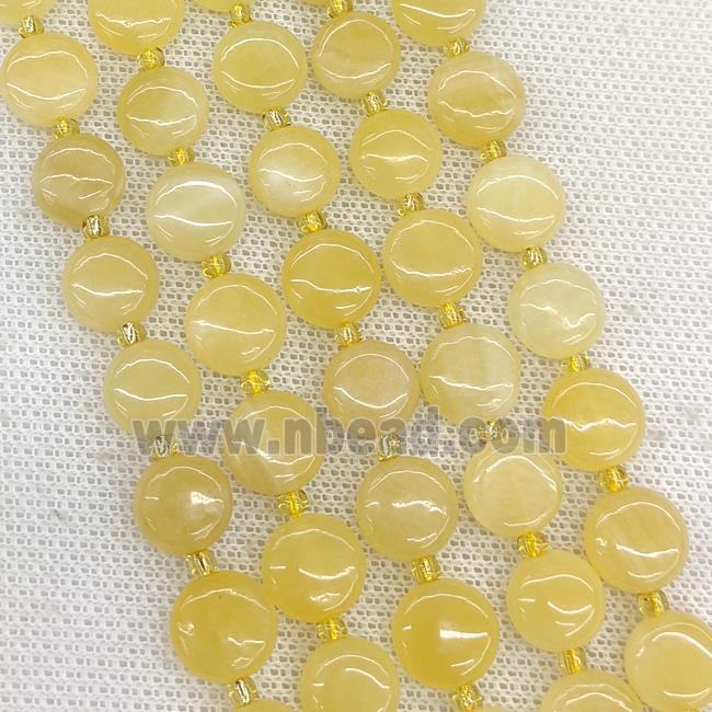 Natural Yellow Honey Jade Coin Beads