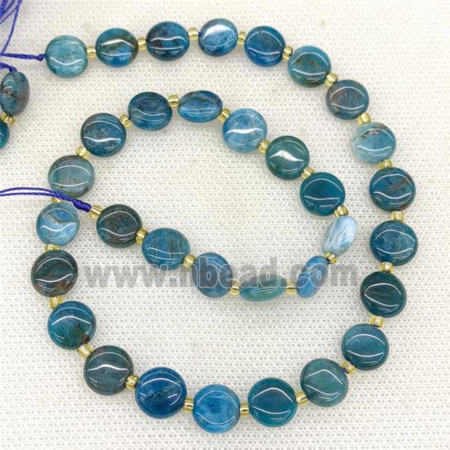 Natural Apatite Coin Beads Blue