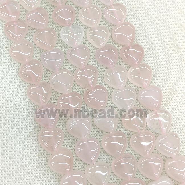 Natural Pink Rose Quartz Heart Beads