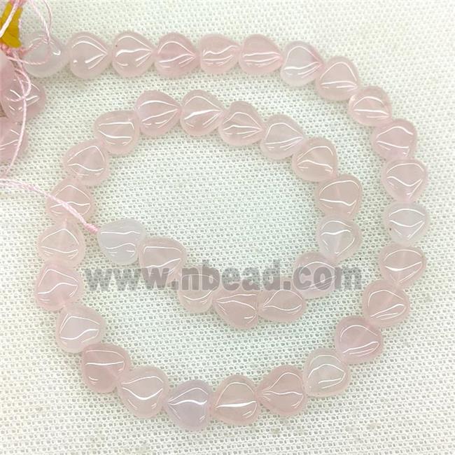 Natural Pink Rose Quartz Heart Beads