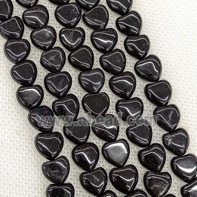 Natural Black Tourmaline Heart Beads