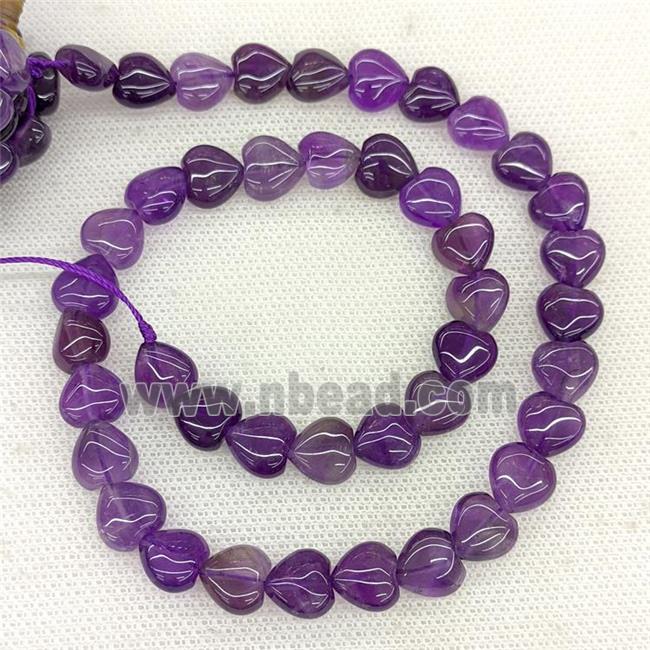 Natural Purple Amethyst Heart Beads