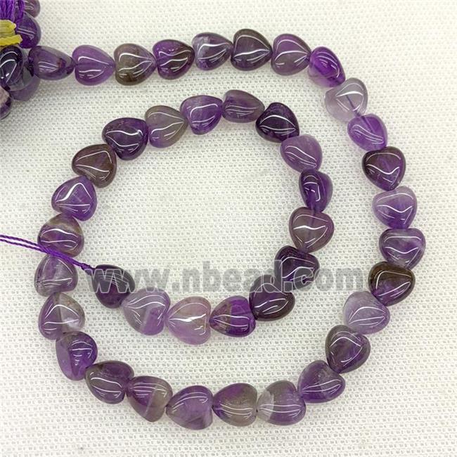 Natural Amethyst Heart Beads Purple