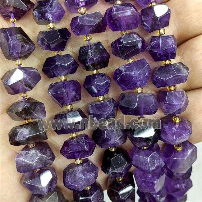 Natural Amethyst Beads Faceted Rondelle Purple