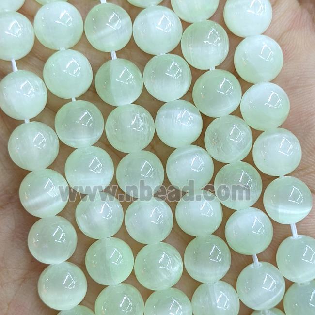 Naural Selenite Beads Lt.green Dye Smooth Round